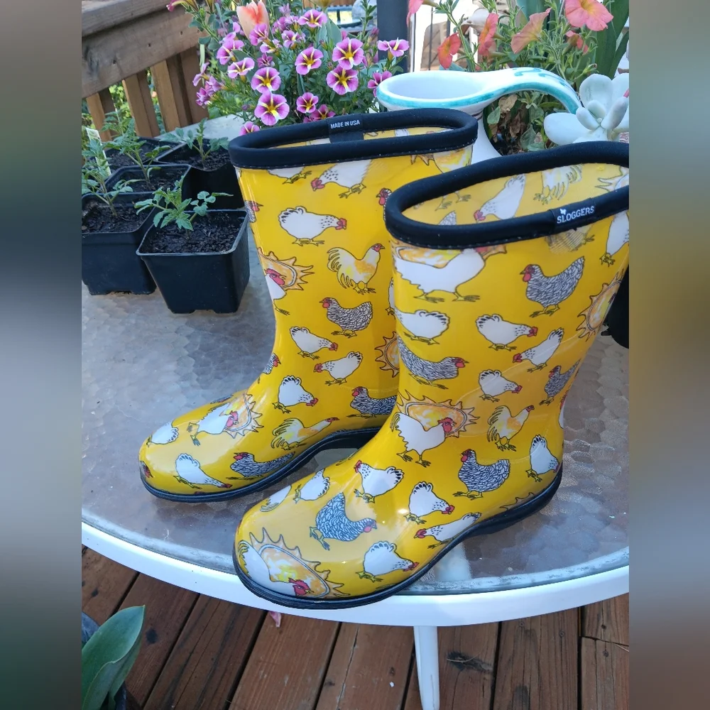 Sloggers Garden/Rain Boots Bright Sunny Chickens - Picture 4 of 9